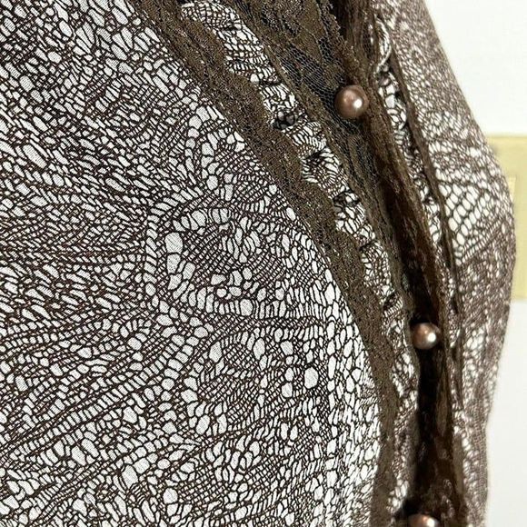 Vintage Faded‎ Glory Short Sleeve Lace Blouse Womens Small - Picture 4 of 8